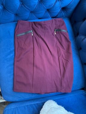 d. jeans Burgundy Pencil Skirt with Zipper Pocket Details